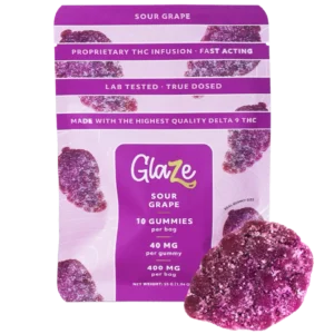 Grapes Bag by Glaze - 1 Bag, 10 Gummies, 40mg Each